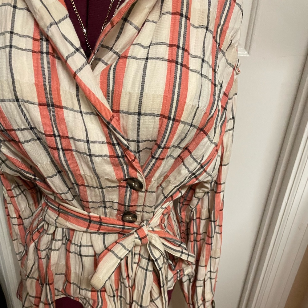 Free People soft flannel plaid shirt jacket shacket small NWOT